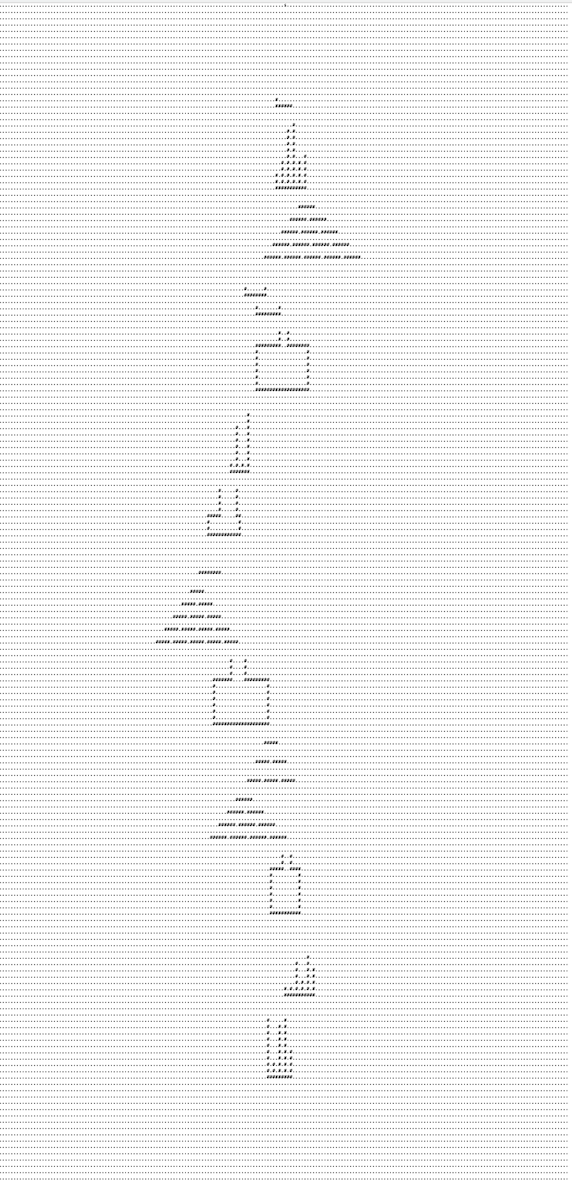 a grid of hash marks and periods sketching out a sand obstacle course