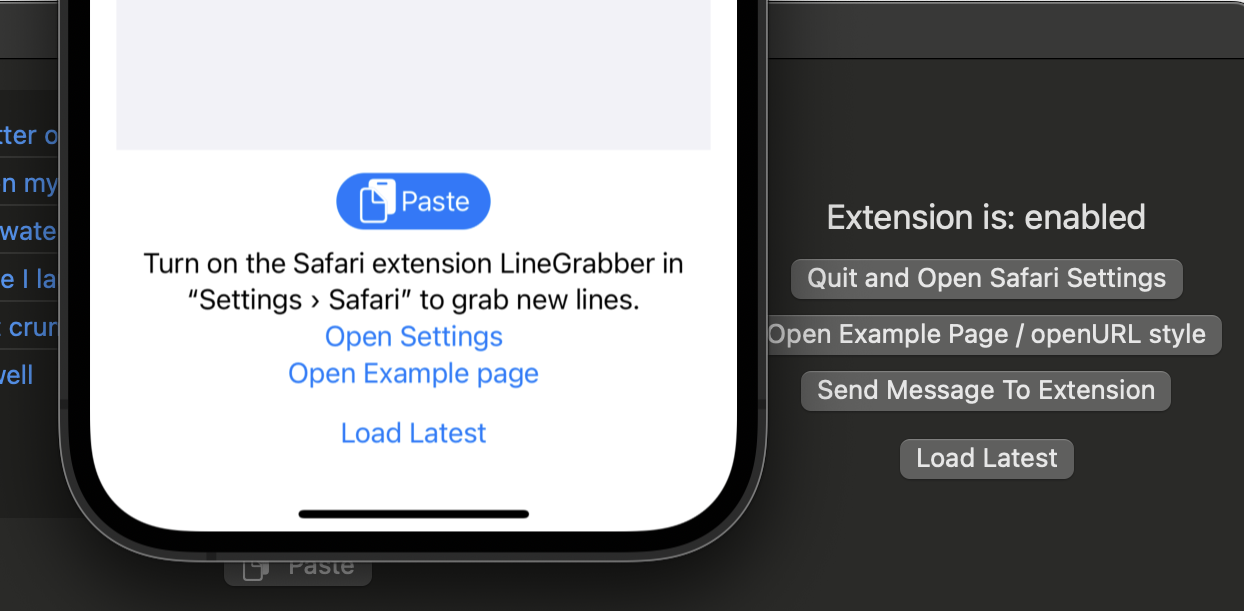 combined screenshot of both the macOS and iOS Lines app with a focus on the new “load latest” link